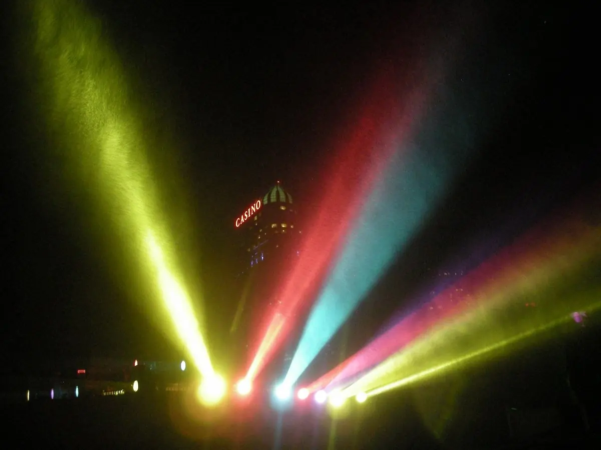 Illuminated Horseshoe Falls at Night