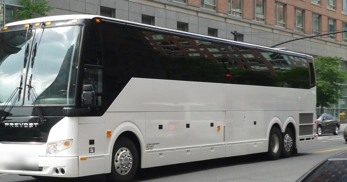 White Prevost luxury motorcoach