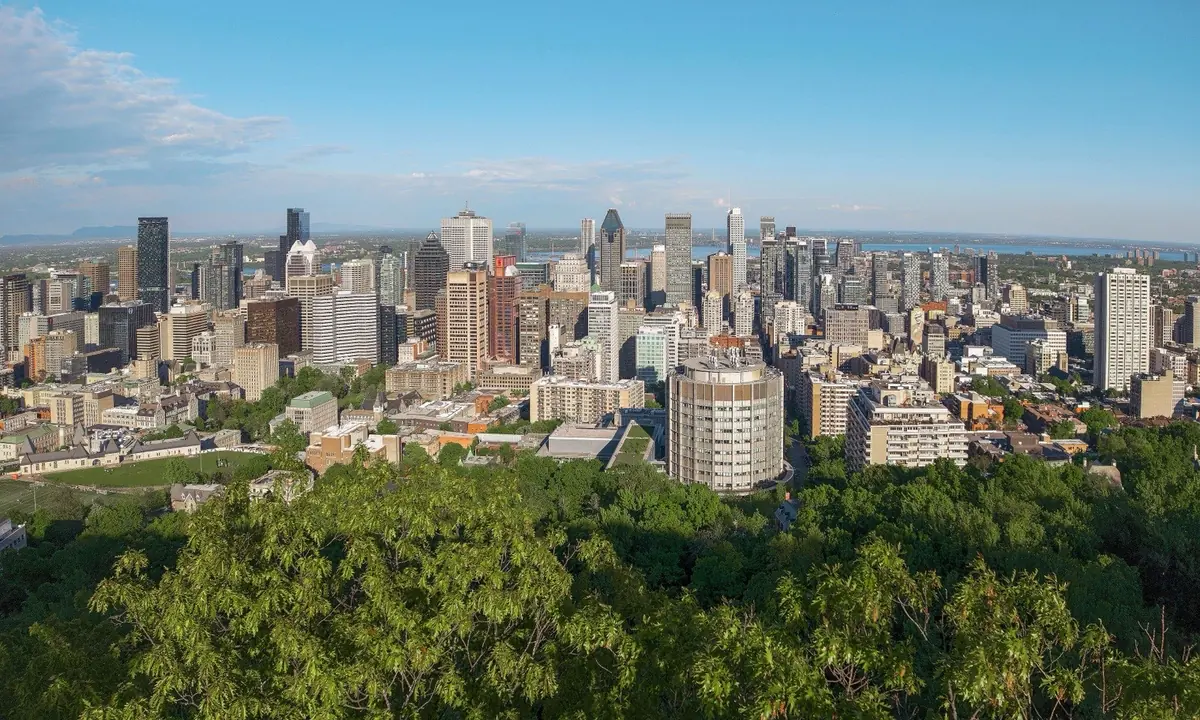 Montreal downtown skyline seen from Mont Royal