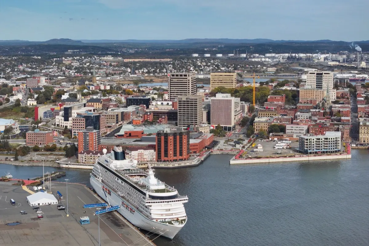 Aerial view of Saint John, New Brunswick, and its harbour